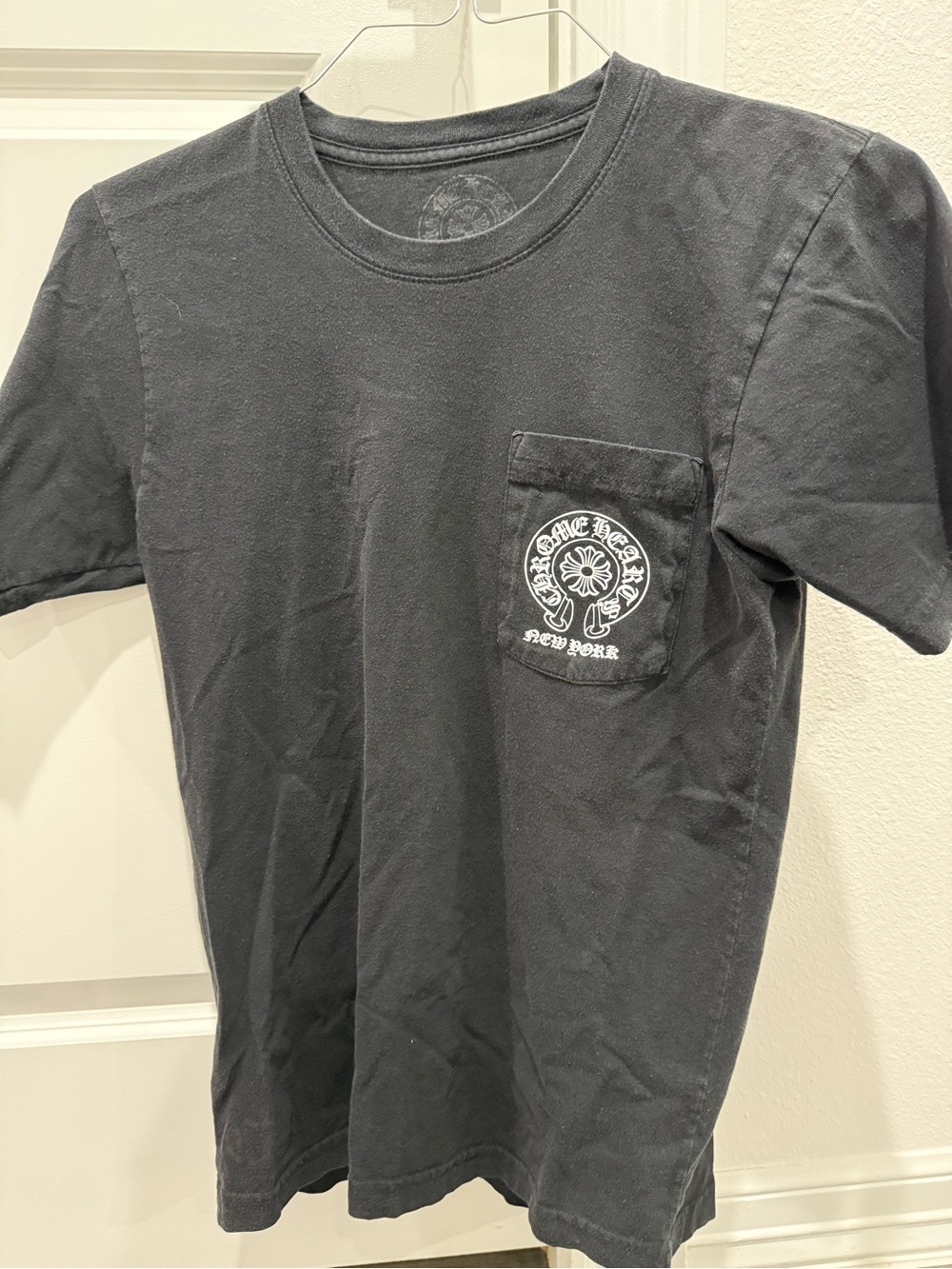 Chrome Hearts Black Pocket Tee with White Crest